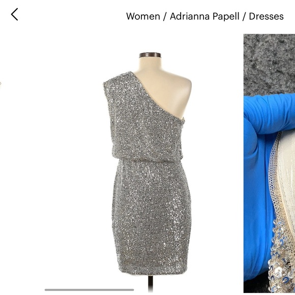 NWOT Adrianna Papell One Shoulder, Blouson Dress. Champagne, Sz 8 - Picture 2 of 7